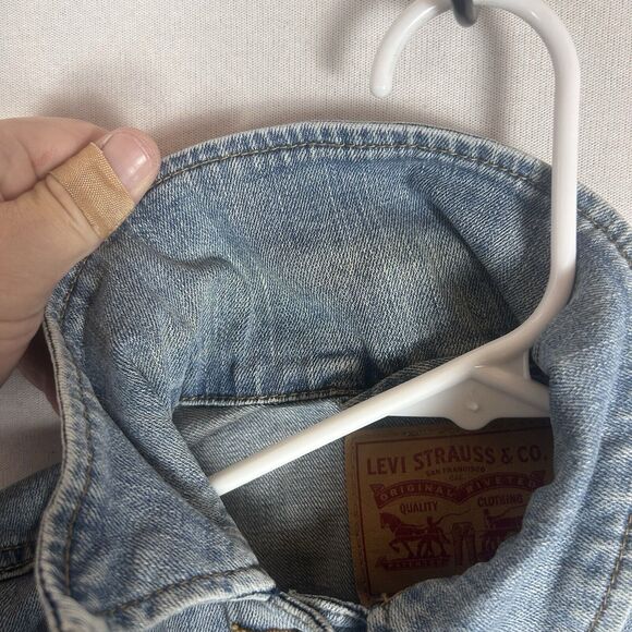 Levis Jean Jacket Womens Size Small Light Wash Trucker Denim Original STAINED - Picture 3 of 13